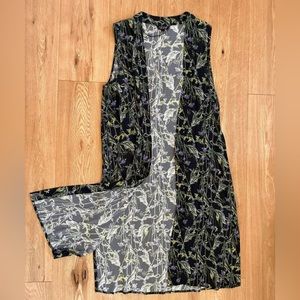 Topshop Floral Print sleeveless kimono duster vest